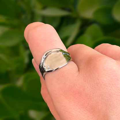 Anillo Plateado Ajustable Acero Inox  LU