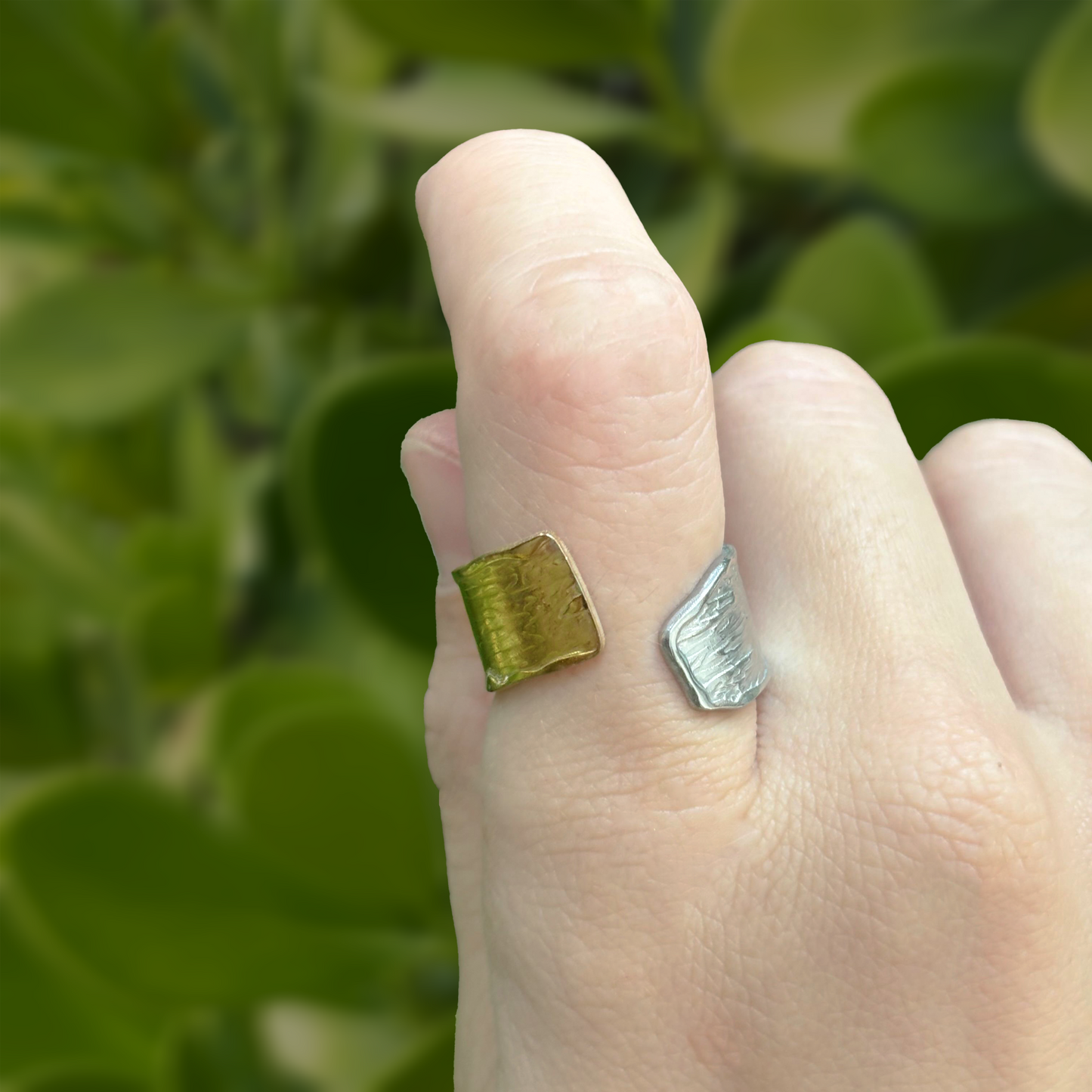 Anillo Oro-Plata Ajustable Acero Inoxidable 2T4