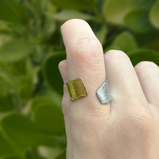 Anillo Oro-Plata Ajustable Acero Inoxidable 2T4