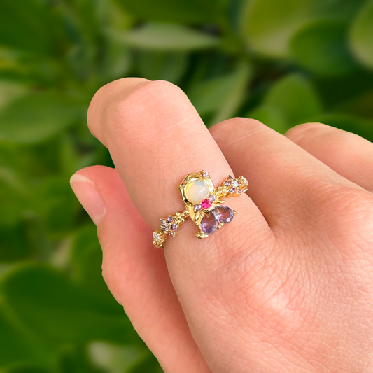 Anillo Plateado Rapunzel Chapa de Oro Ajustable 2o6