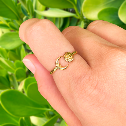 Anillo Dorado Luna Sol Acero Inoxidable  R13