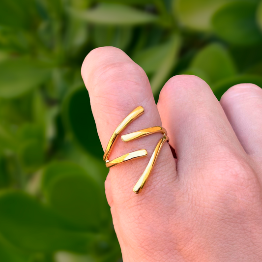 Anillo Dorado Ajustable Acero Inoxidable 1Q3