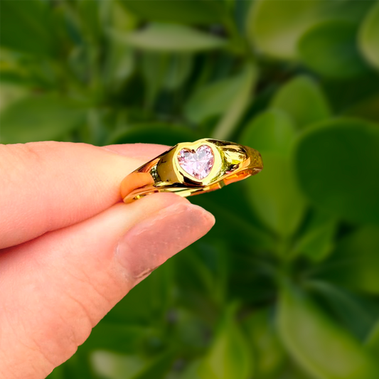 Anillo Dorado Corazon Chapa de Oro C364