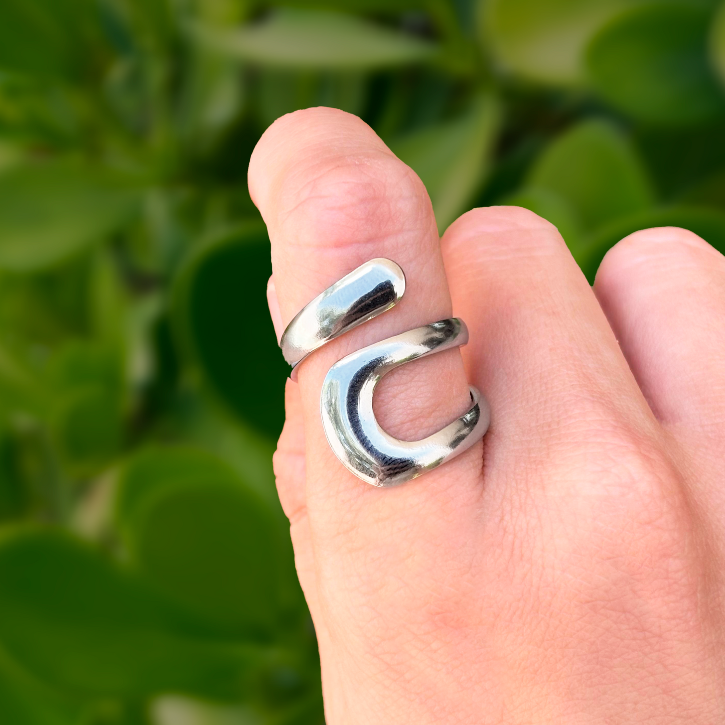 Anillo Plateado Irregular Acero Inoxidable 1Z2