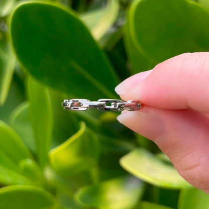 Anillo Eslabones Plateado Chapa de Oro