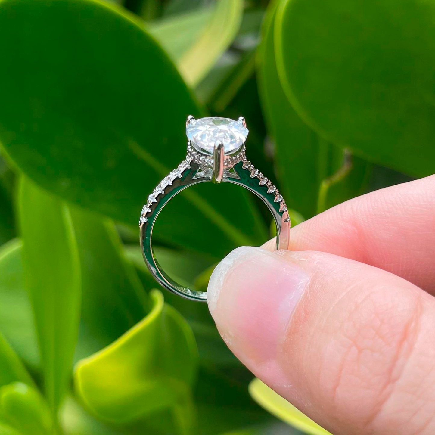 Anillo Gota Zirconia Blanca Plateado Chapa de Oro