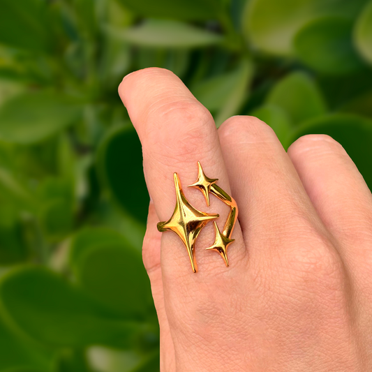 Anillo Dorado Estrellas Acero Inoxidable 1Y3