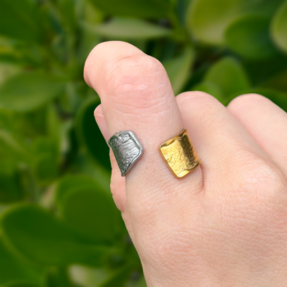 Anillo Oro-Plata Ajustable Acero Inoxidable 2T4