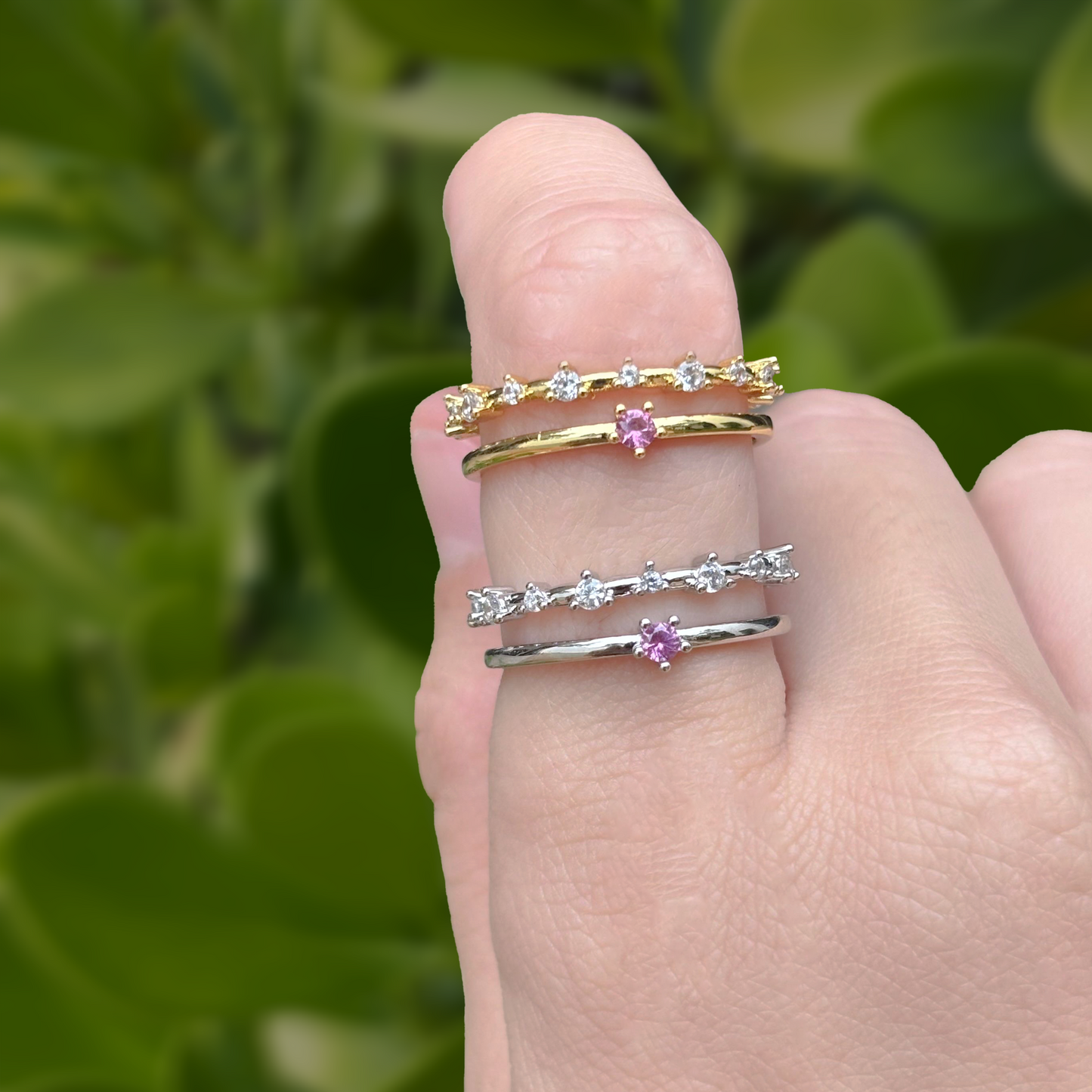 Anillo Doble Dorado Zirconias Ajustable Chapa de Oro Az182