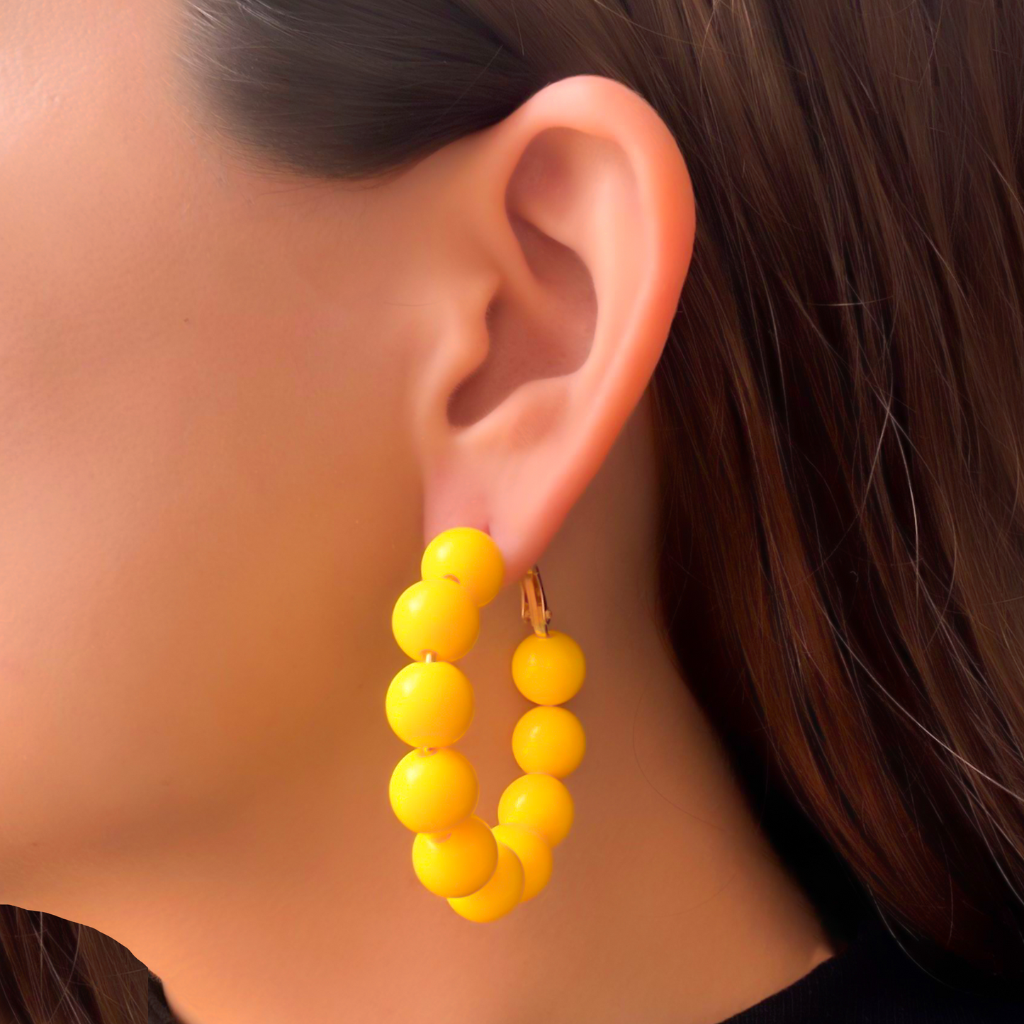 Aretes Arracada de Bolas Amarillas  1L2