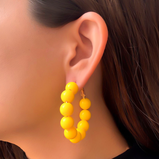 Aretes Arracada de Bolas Amarillas  1L2