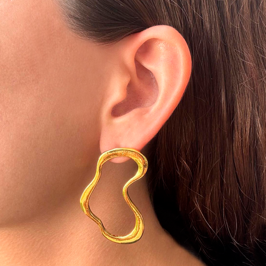 Aretes Dorados Irregulares 3A7