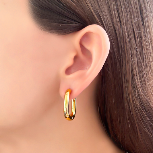 Aretes Arracada Dorada Acero Inoxidable 1E7