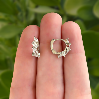 Aretes Arracada Zirconia Plateada Chapa de Oro Az50