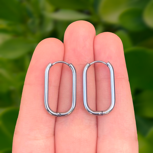 Aretes Arracada Plateada Acero Inoxidable 1L7