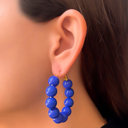 Aretes Arracada Bolitas Azules 1J3