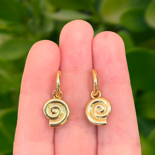Aretes Caracol Chapa de Oro 18K   Az176