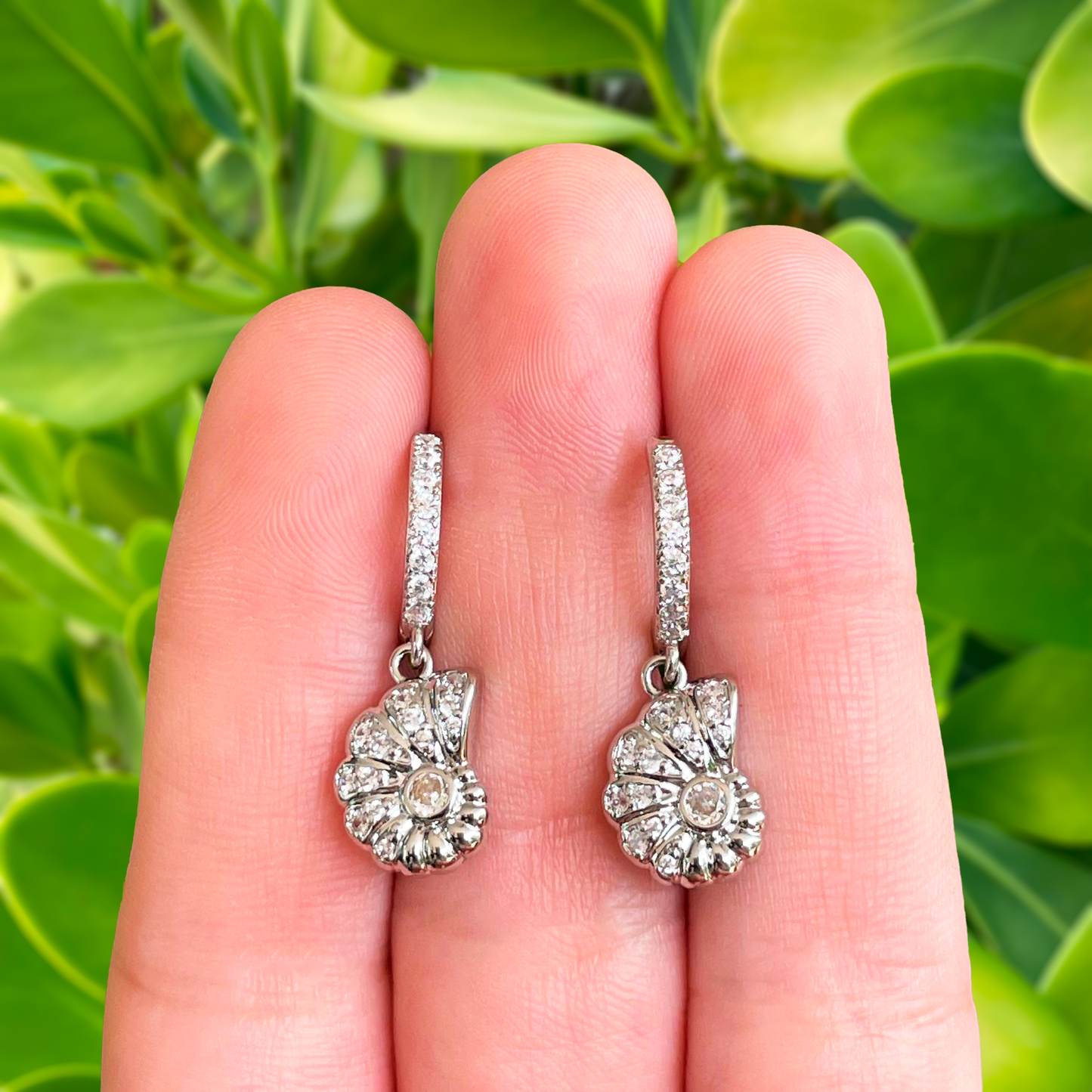 Aretes Arracada Caracol Plateado Chapa de Oro 1L8
