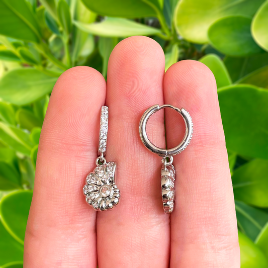 Aretes Arracada Caracol Plateado Chapa de Oro 1L8