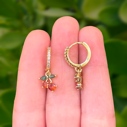 Aretes Cerezas Chapa de Oro 1R3