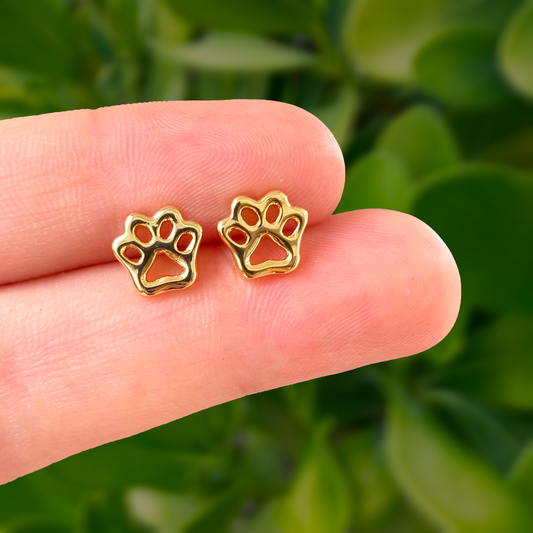 Aretes Huella Puppy Chapa de Oro Az206