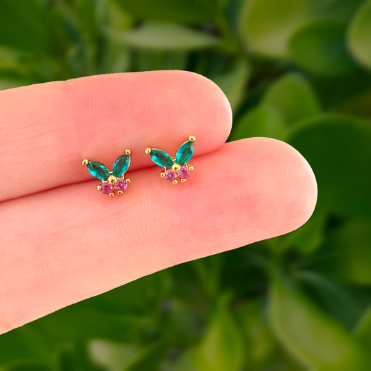 Aretes Mariposa Chapa de Oro AZ17
