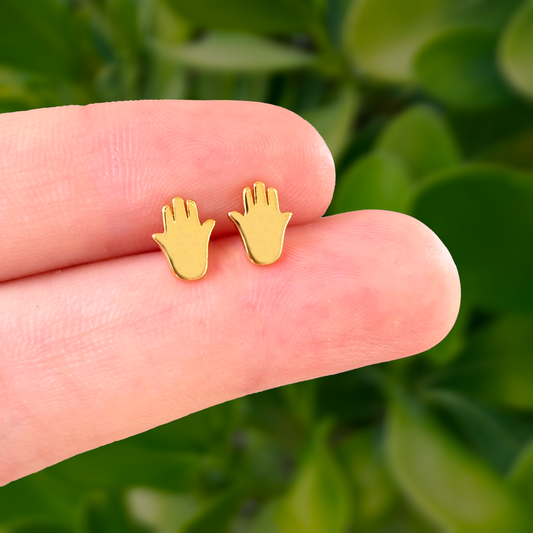 Aretes Mano Chapa de Oro Az8