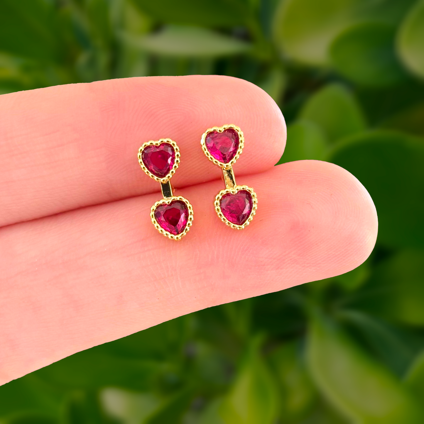 Aretes Magenta Chapa de Oro AZ38