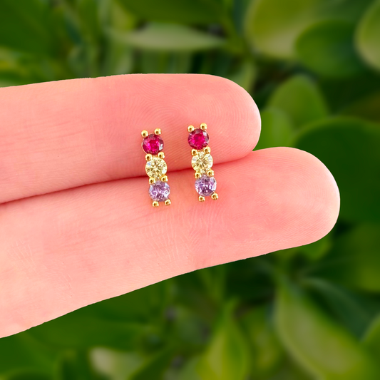 Aretes Zirconias Chapa de Oro AZ20