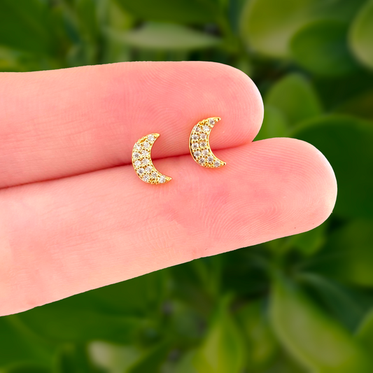 Aretes Luna Chapa de Oro Az194