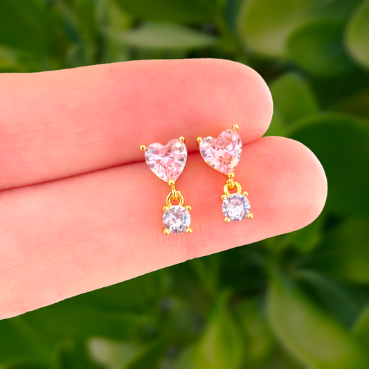 Aretes Corazón Chapa de Oro AZ11