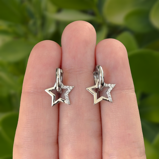 Aretes Arracada Estrella Chapa de Oro Az140