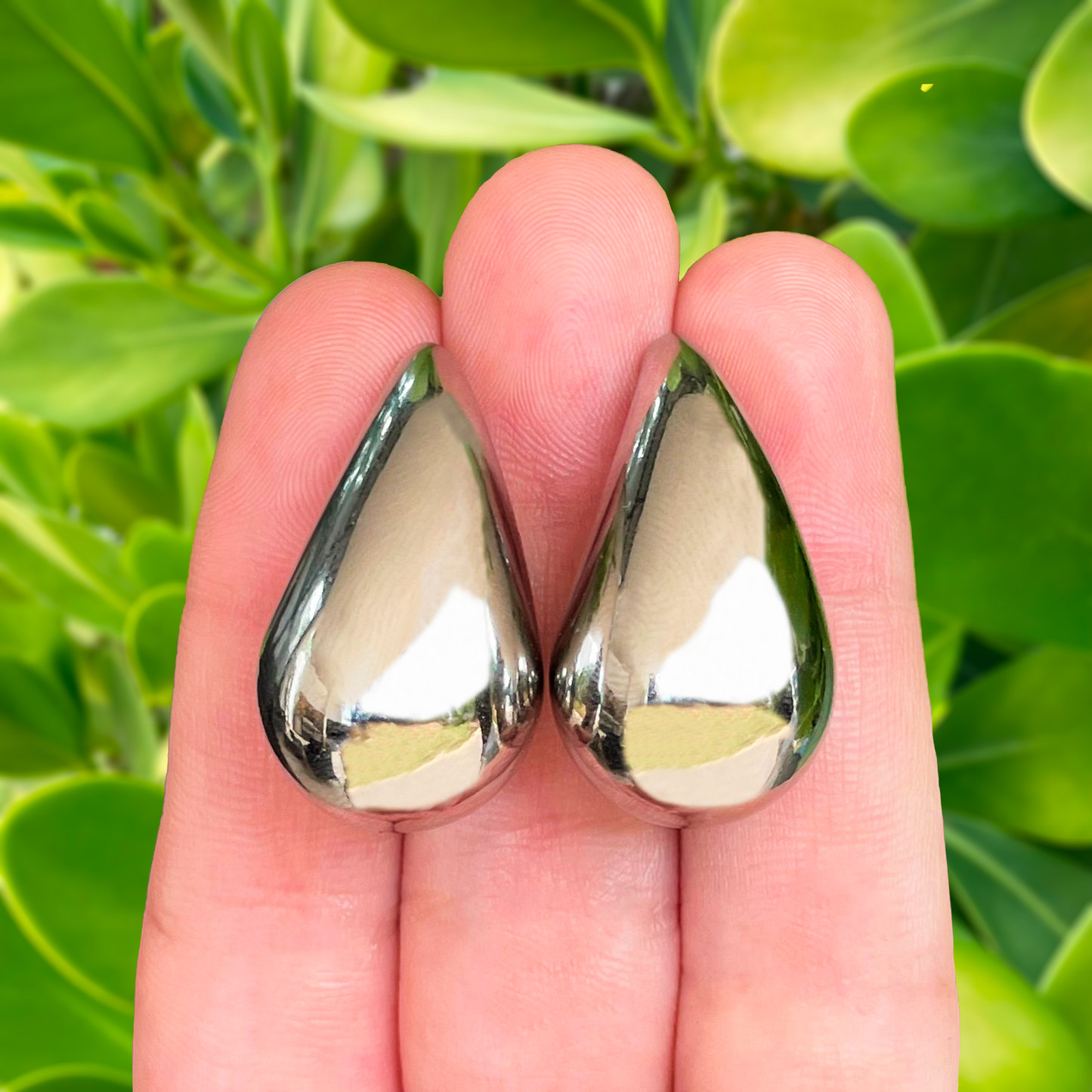 Aretes Gotas Plateadas 4cm Acero Inoxidable  R31