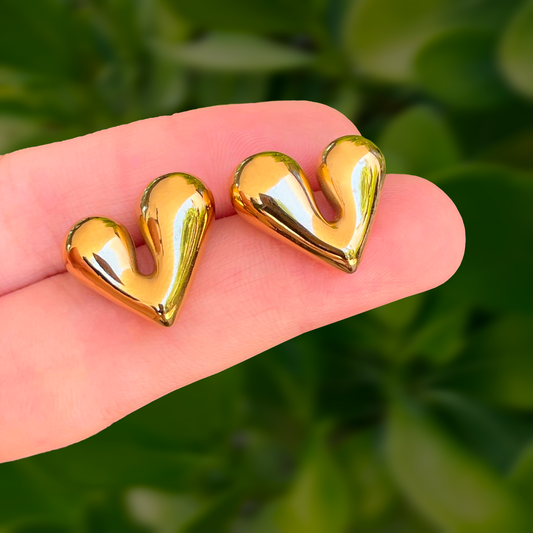 Aretes Corazón Dorado Acero Inoxidable 1B5