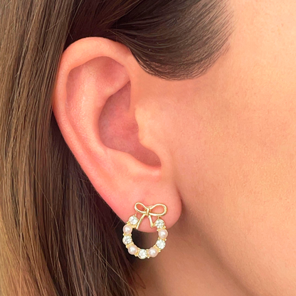 Aretes Mini Aro Brillante de Perlitas 1j4