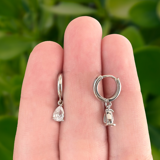 Aretes Gota Plateado Chapa De Oro AZ54