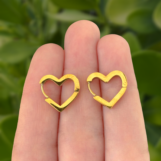 Aretes Arracada Corazón Dorado Acero Inoxidable 1L6