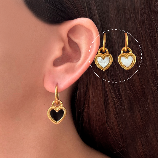 Aretes Corazón Doble Vista Acero Inoxidable  1i5