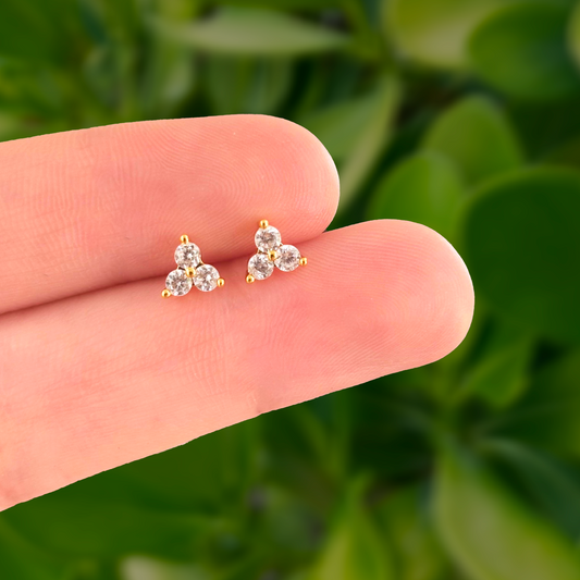 Aretes Trébol Dorado Chapa de Oro R721