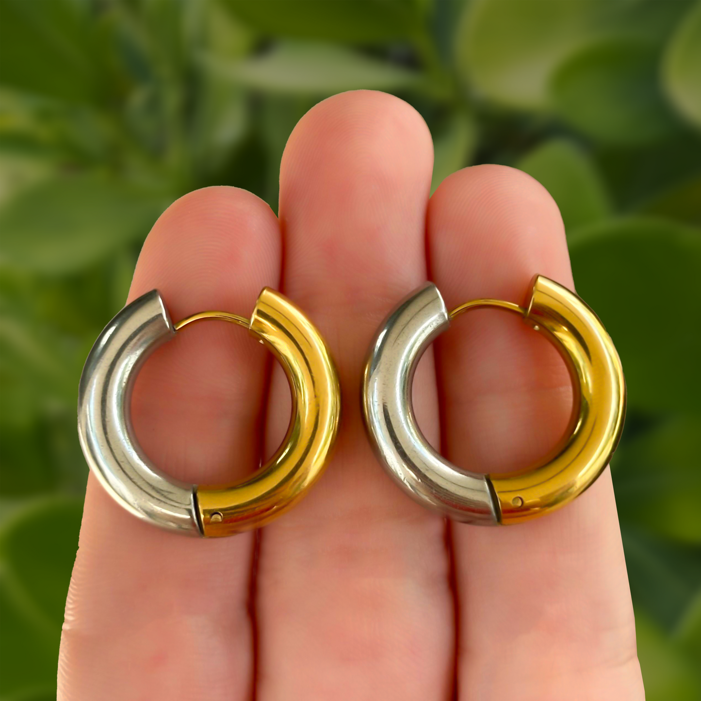 Aretes Oro - Plata Acero Inoxidable 2z1