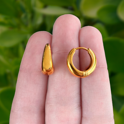 Aretes Arracadas Doradas Acero Inoxidable 1.7cm  1x6