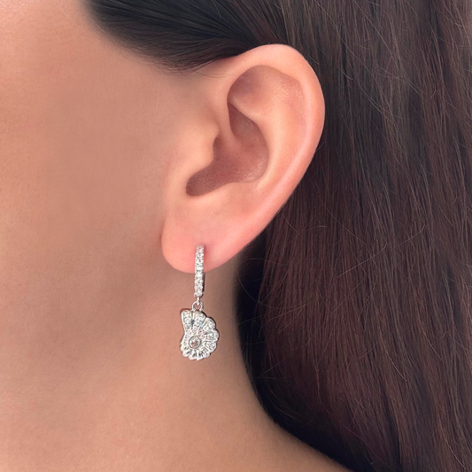 Aretes Arracada Caracol Plateado Chapa de Oro 1L8