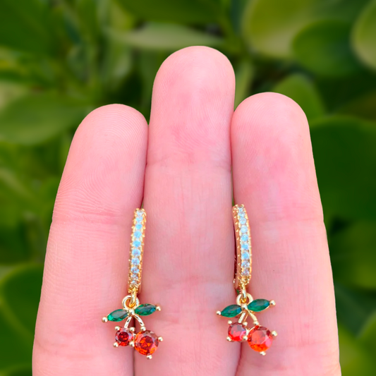 Aretes Cerezas Chapa de Oro 1R3
