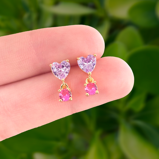 Aretes Corazon Chapa de Oro Az152