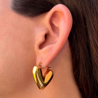 Aretes Dorados Corazón Acero Inoxidable 1F7