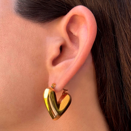 Aretes Dorados Corazón Acero Inoxidable 1Q6