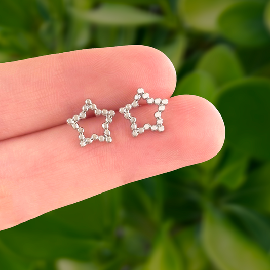 Aretes Estrella Plateada Chapa de Oro Az175