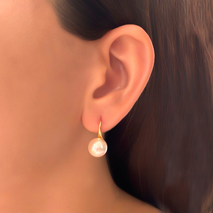 Aretes Dorados de Perla Nacarada 2S4