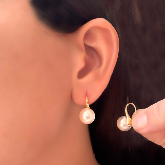 Aretes Dorados de Perla Nacarada 2S4