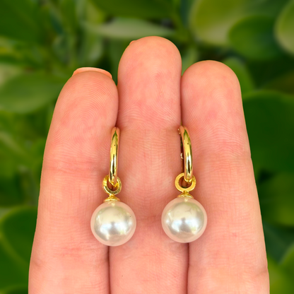 Aretes Dorado y Perla  1W2